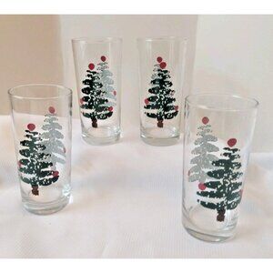 Furio Italy Christmas Tree 4 Tumblers  6.5x3 New